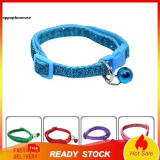 OPPO Shiny Sequins Pet Collar Dog Cat Quick Release Buckle Necklace with Bell Pendant