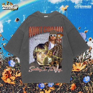 เสื้อยืดคอกลมเสื้อยืด OVERSIZE วินเทจ KURT COBAIN ขนาดใหญ่ OVERSIZE โอเวอร์ไซส์ผ้าฝ้ายแท้