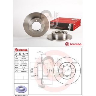 08 5316 10 จานเบรค ล้อ R (ยี่ห้อ BREMBO) รุ่น Std LAND ROVER Discovery I,Defender ปี1990