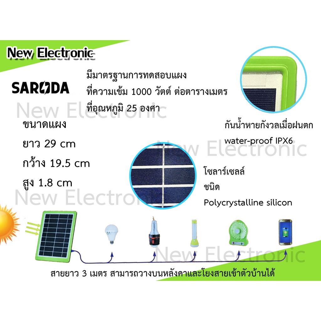 Solar cell แผงโซล่าเซลล์ 3-6W สำหรับชาร์จแบตเตอรี่ 9V Solar Cell โซล่าเซลล์ แถม พัดลมหน้า 6-7 นิ้ว เก็บไฟจากแผงโซลาร์เซล
