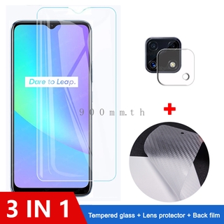 3-in-1 Realme C25 กระจกนิรภัย Realme C21 C20 C17 C12 C15 C11 C3 7 6 Pro กระจกนิรภัยป้องกันหน้าจอ RealmeC21 2.5D 9H ฟิล์มป้องกัน