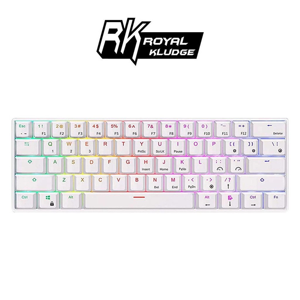 Royal Kludge RK61 White Wireless Hot Swappable RGB Blacklight Gaming ...