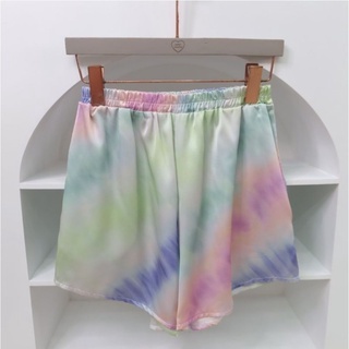 •• SILK TIE DYE SHORTS •• กางเกงขาสั้นผ้าซาตินลายมัดย้อม มีกระเป๋าข้าง