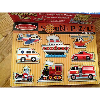 พัซเซิลมีเสียง Sound Puzzle ❤️ รุ่น Sound Puzzle Vehicles เสียงสอดคล้องกับรูปภาพ ✅ ยี่ห้อ MELISSA &amp; DOUG จากอเมริกา ✅