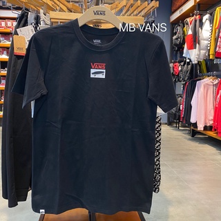 เสื้อยืดผ้าฝ้ายพิมพ์ลายแฟชั่นเสื้อยืดแขนสั้น พิมพ์ลาย VANS Street Running สีดํา สไตล์คลาสสิก สําหรับผู้หญิง VN0A48C2BLK