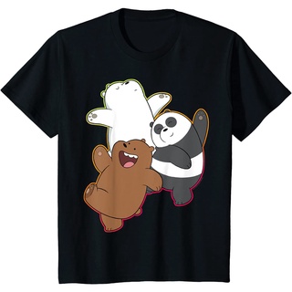 เสื้อยืดผ้าฝ้ายพรีเมี่ยม เสื้อยืด พิมพ์ลาย CN We Bare Bears Dancing ไล่โทนสี