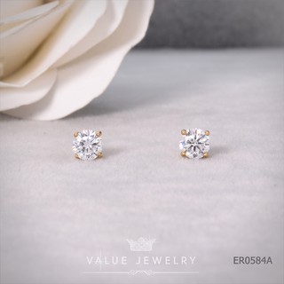 ต่างหูแป้น คริสตัลกลม ขนาด5มิล สีทอง ตุ้มหู เครื่องประดับ ER0584 ValueJewelry