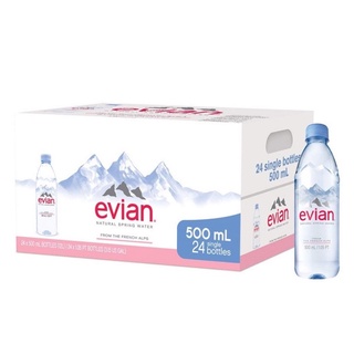 🌟พร้อมส่ง🌟น้ำแร่ evian ขนาด 500 ml. 24 ขวด ขวดพลาสติก