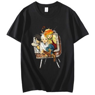 เสื้อยืดแขนสั้น ผ้าฝ้าย พิมพ์ลายมังงะ The Promised Neverland Yakusoku No Neverland Emma Norman Ray สไตล์คลาสสิกสามารถปรั