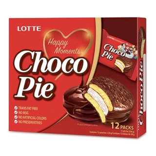 ล็อตเต้ ช็อกโกพายเกาหลีรLotte Choco Cacao Pie 12ชิ้น 336กรัม