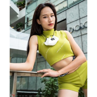 UNI 205 เสื้อครอป คอเต่า ดีเทลสายคล้อง ผ้าคุณภาพ Cotton Double Knit