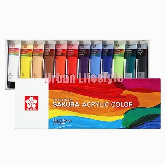 SAKURA Acrylic Colors สีอะคริลิค ซากุระ ชุด 12 สี (หลอดละ 20ml)