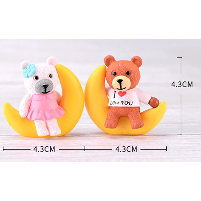ตุ๊กตา หมีคู่ นั่งบนพระจันทร์ Moon Couple Bear Miniature Figurines Fairy Garden Dollhouse Decor Micro Landscape ราคา ถูกที่สุด ดีลบีเคเค แกลเลอรีภาพที่ 8