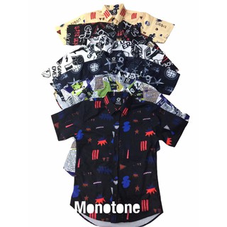 เสื้อเชิ้ตแขนสั้น เสื้อเชิ้ตแขนสั้นลายกราฟฟิก เสื้อเชิ้ตผู้ชาย Monotone Shorts Shirt