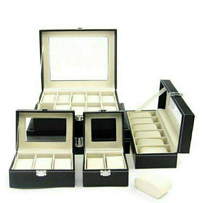 พร้อมส่ง กล่องนาฬิกา กล่องใส่เครื่องประดับ ตัวล็อคแน่นสนิท บุหนา ดีไซน์หรู 3 ช่อง 12 ช่อง กล่องใส่เครื่องประดับ