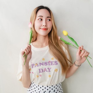 เสื้อครีม pansies day ความเรียบง่าย Dream BiG