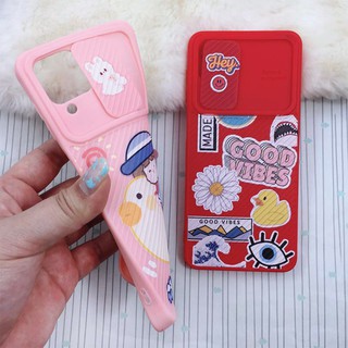 เคส Oppo พร้อมส่งจากไทย!! เคสโทรศัพท์ฝาปิดเลนส์กล้องฝาสไลด์ เคสกันเลนส์กล้อง เคสสีพาสเทล พิมพ์ลายการ์ตูน เคสแฟชั่น