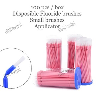100 pcs Disposable Fluoride brush Micro Applicator Soft  Bendable Brush