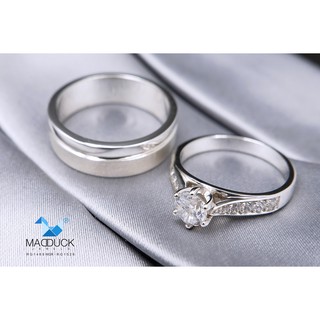 Madduckjewels แหวนเงินแท้ เพชร CZ ชุบโรเดียม RG1469WGR-RG1526