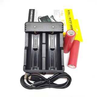 ถ่านชาร์จSanyo 18650 2380mAh 2ก้อน+เครื่องชาร์จHR189C ของแท้