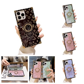 Samsung Galaxy S22 Ultra S21 Ultra S22 S21 plus S21FE Tide brand square spaceman cartoon astronaut bracket mobile phone case
