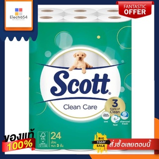 สก๊อตต์ คลีนแคร์ กระดาษชำระ 3 ชั้น x 24 ม้วนScott Clean Care 3-Ply Toilet Paper x 24 Rolls