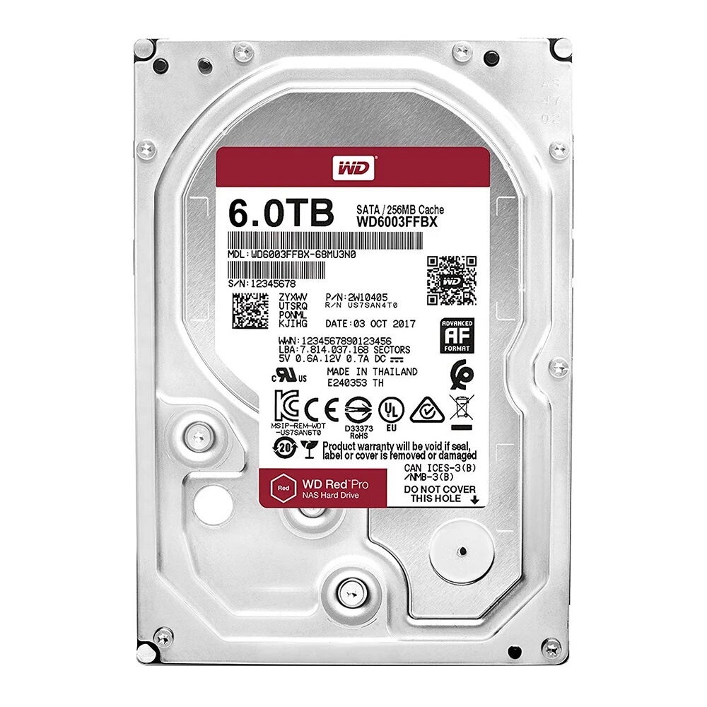 WD 6TB Red Pro NAS Hard Drive 7200RPM, 256MB (WD6003FFBX-5YEAR)