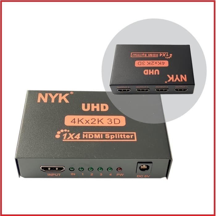 Splitter HDMI 4 Ports Mini Metal Box - NYK Splitter HDMI