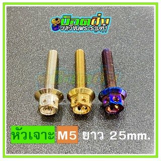 น็อตสแตนเลส หัวเจาะดอกไม้ ขนาดเกลียว m5 ยาว 25 mm.