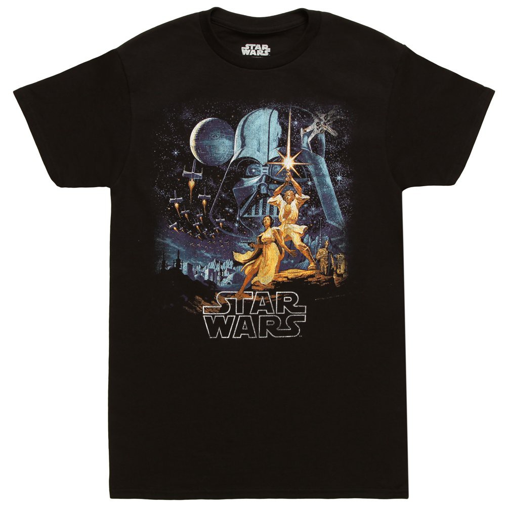 เสื้อยืดผู้ใหญ่พิมพ์ลาย Star Wars A New Hope สไตล์วินเทจ