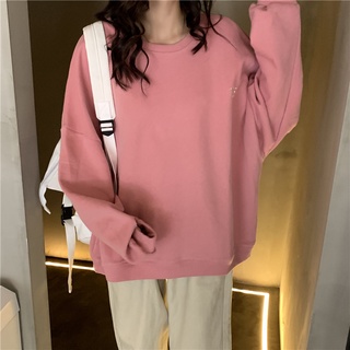 Women Korean Fashion 1996 Letter Printed Sweater Loose Oversize Long Sleeve Round Neck Sweater เสอื้ ไหมพรม 7 Colors