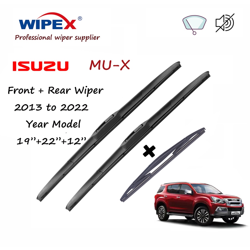 (Wipex Quality) ใบปัดน้ําฝน ISUZU MUX 19"/22"12"สําหรับ 2013 ถึง 2022 MU-X ชุดที่ปัดน้ําฝนกระจกรถยนต์