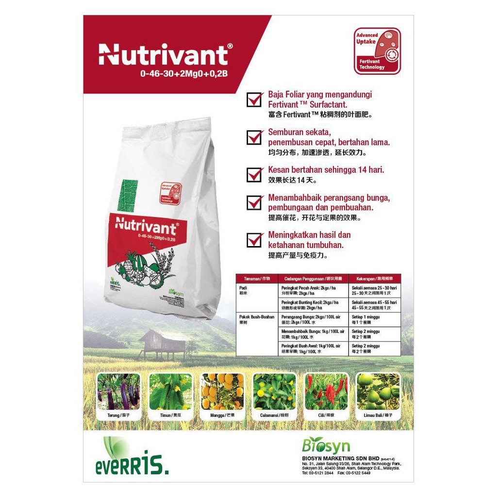 Biosyn NUTRIVANT (0-46-30+2MgO+0,2B) - 1KG