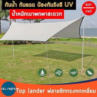 ฟลายชีท Top lander ทรงหกเหลี่ยม 3×4เมตร เคลือบกัน uv กันน้ำ กันแดด น้ำหนนักพกพาสะดวก