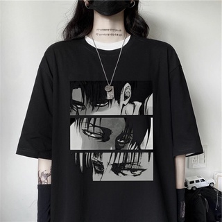 Japanese Anime Attack On Titan Womens T-shirt Levi Ackerman Eye Punk Tops Summer Harajuku Loose Gothic Short Sleeve