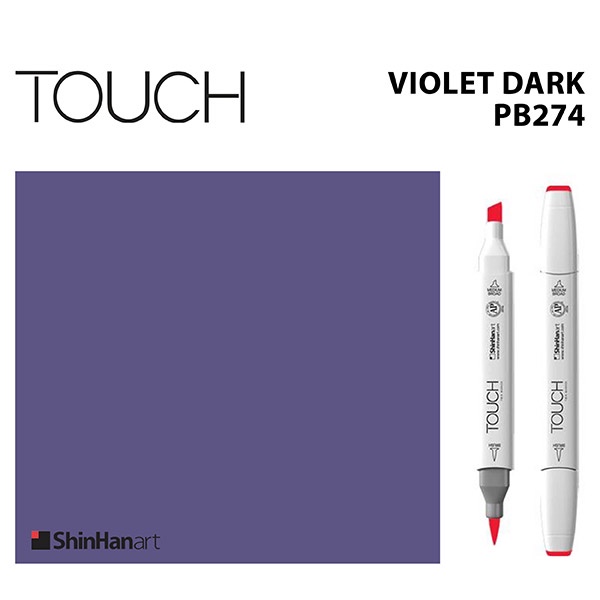 TOUCH TWIN BRUSH MARKER PB274 (VIOLET DARK) / มาร์คเกอร์หัวพู่กัน-หัวตัดขนาดกลาง รหัส PB274 (VIOLET DARK)