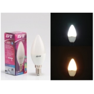 หลอดจำปา Led candle 3w 3วัตต เทียบหลอดใส้ 25วัตต์ ลดค่าไฟ 90% EVE