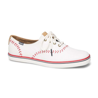 KEDS WH54430 รองเท้าผ้าใบหนัง แบบผูกเชือก รุ่น CHAMPION PENNANT LTHR OFF WHITE สีขาว