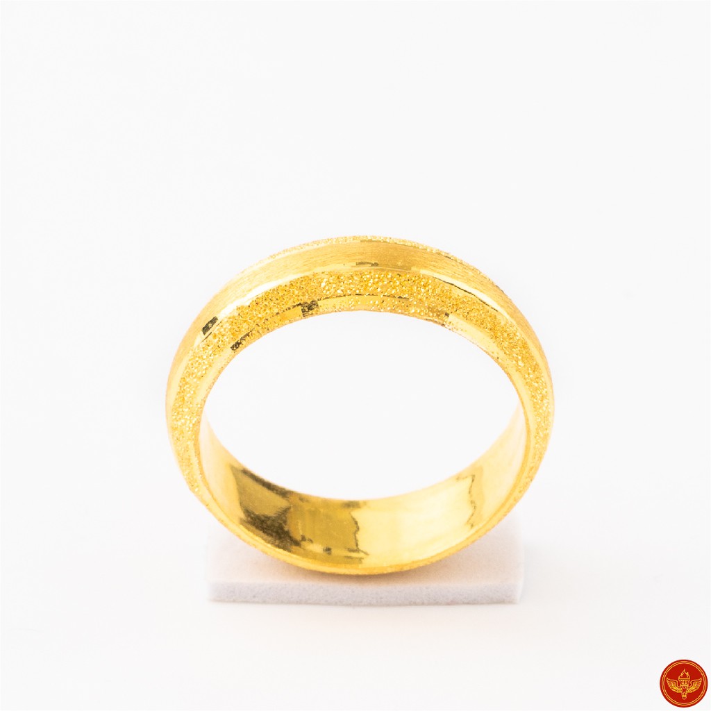 LSW แหวนทองคำแท้ 1 สลึง (3.79 กรัม) ปอกมีดด้านขอบเงารอบวง RC-51