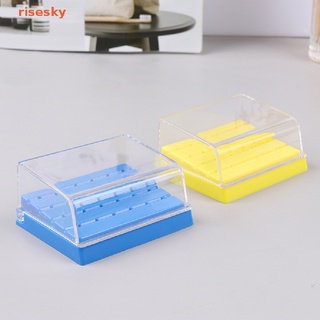 [risesky] 24 Holes  Bur Holder Disinfection Carbide Burs Block Plastic Drills Case