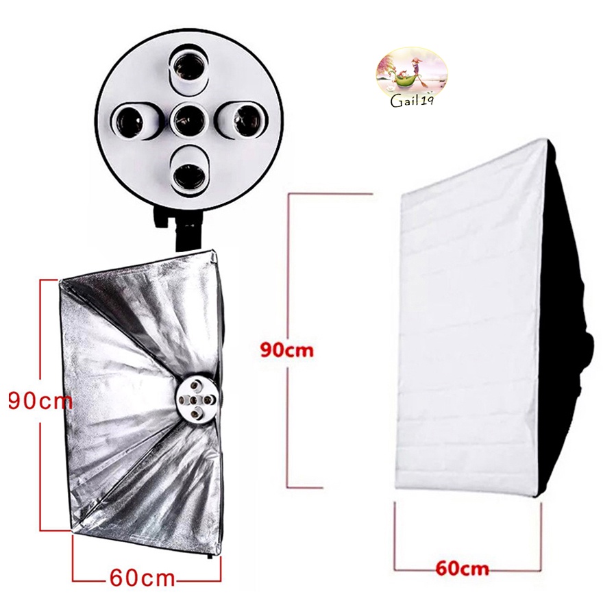 กล่องใส่ Softbox 60cm*90cm + 5 in 1 E27 ที่วางหัวโคมไฟ Softbox 60cm*90cm + 5 in 1 E27 Socket Lamp He