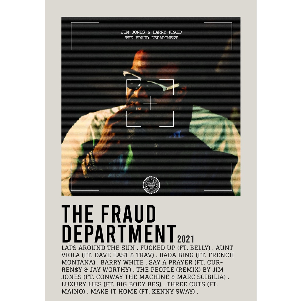 โปสเตอร์ปกอัลบั้ม The Fraud Department โดย Jim Jones & Harry Fraud for Room/Barber Gym