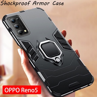 เคสโทรศัพท์ กันกระแทก พร้อมแหวนขาตั้ง สําหรับ OPPO Reno 6 5 4 3 Pro Plus 5G