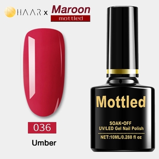 ยาทาเล็บ เจล Gel Nail Polish HAAR x Mottled Maroon Tone โทน มารูน สีน้ำตาล เข้ม เปลือกไม้ Umber Brown จัดจำหน่ายโดย H...