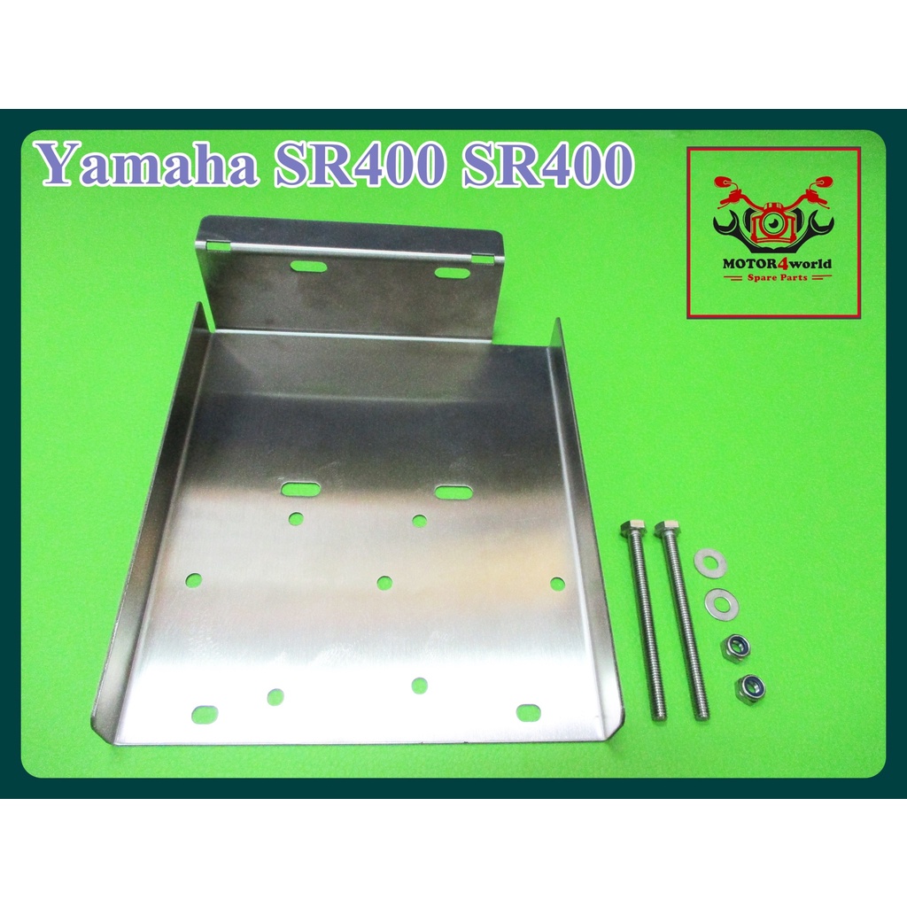 BATTERY TRAY SET "STAINLESS STEEL" Fit For YAMAHA​ SR400​ year 1985-2009​  // ถาดรองแบตเตอรี่