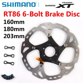 Shimano XT ดิสก์เบรกจักรยานเสือภูเขา SM RT86 6 สลักเกลียว RT86 160 มม. 180 มม. 203 มม.