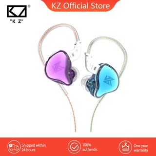 Kz EDC 1DD หูฟังไดนามิกพร้อมไมโครโฟนสีฟ้าและสีม่วง