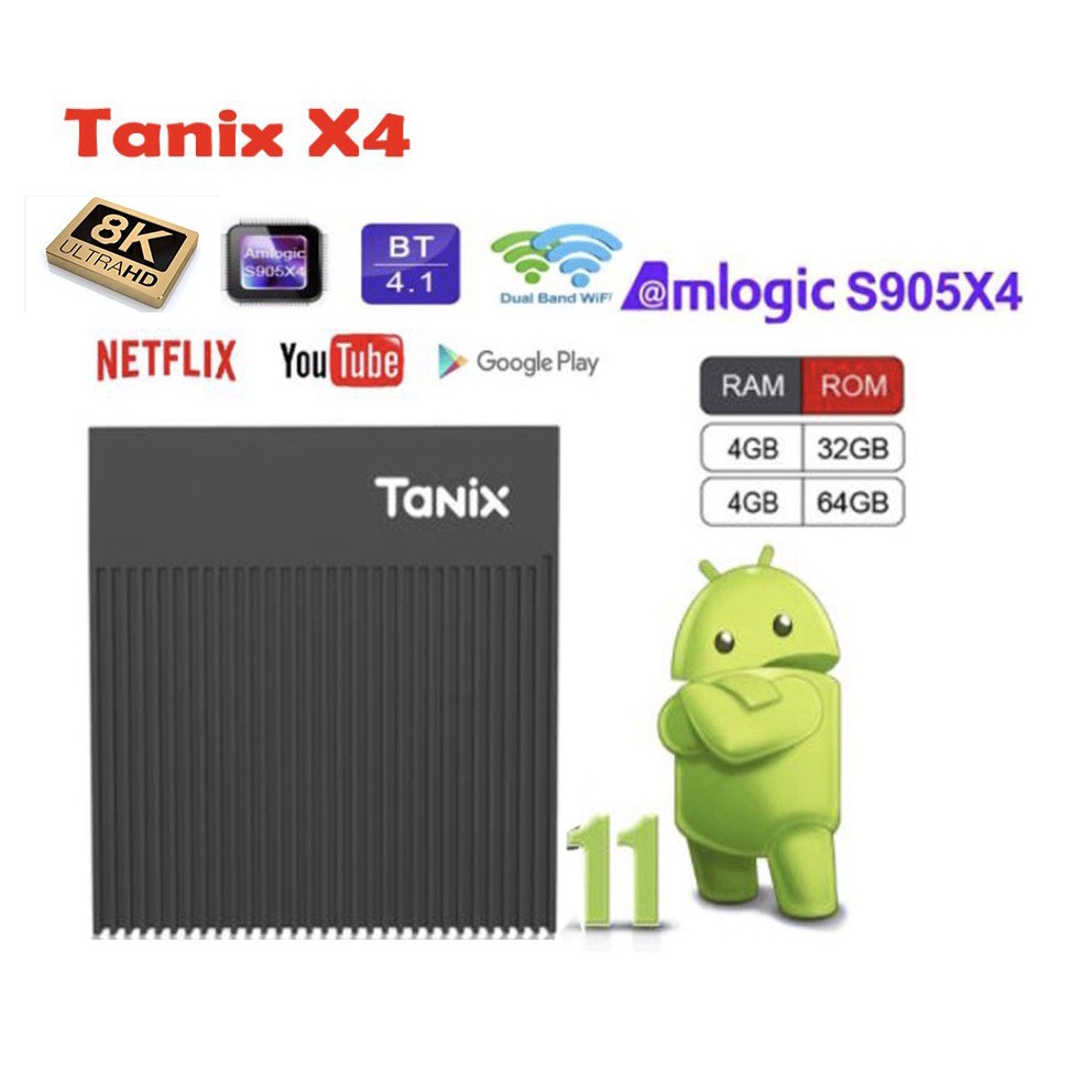 Tanix X4 กล่องรับสัญญาณสมาร์ททีวี Android 11.0 Amlogic S905X4 4GB 32GB ...