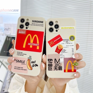 เคส Compatible For IPhone 12 PRO MAX MINI 11 PRO MAX 13 PRO MAX 13 Mini 6 7 6S 8 Plus X XR XSMAX Se 2020 6SPlus 7Plus 6Plus 8Plus XS McDonalds Pattern Design Silicone Soft Case เคสไอโฟน เคสมือถือคู่รักยอดนิยม