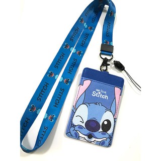 สายคล้องคอ สายคล้องบัตร ที่ใส่บัตร ซองใส่บัตร ที่ใส่บัตร พร้อมสายคล้องคอ ลาย    Stitch  สติทช์  ฟ้า  big       งานดี สวย